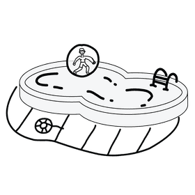Swimming pool bubble black and white clipart