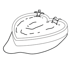 Swimming pool heart pool black and white clipart
