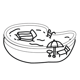 Swimming pool poolbed black and white clipart