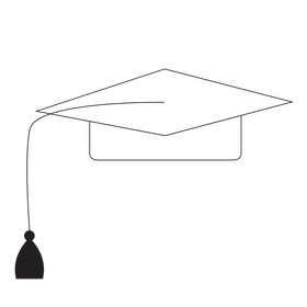 Graduation hat drawing black and white clipart