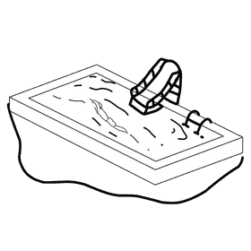 Swimming pool waterslide black and white clipart