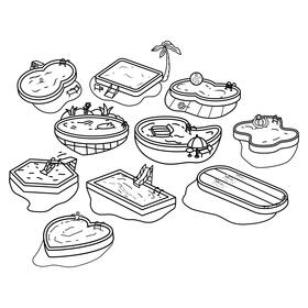 Swimming Pool Set black and white vector