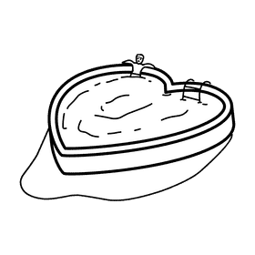 Swimming pool Heart Pool black and white clipart