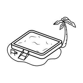Swimming pool Summer black and white clipart