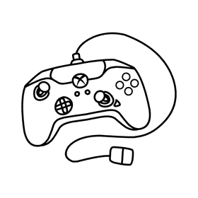 Xbox PDP Wired black and white clipart