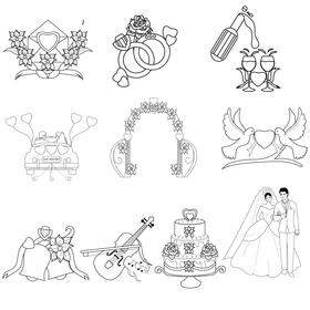 Wedding set black and white vector
