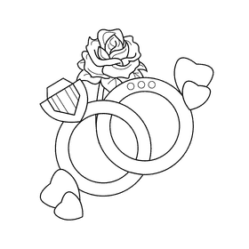 Ring wedding black and white clipart