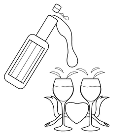 Champagne black and white clipart