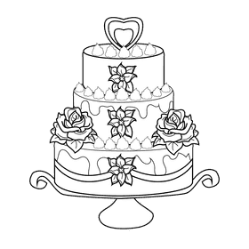 Wedding cake black and white clipart