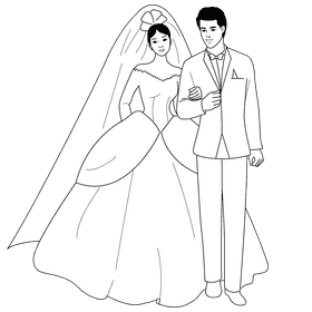 Wedding day black and white clipart