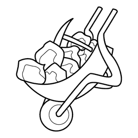Wheelbarrow gold black and white clipart