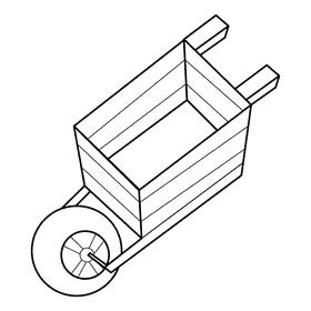 Wheelbarrow wood black and white clipart