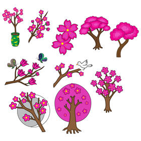 Cherry blossom tree set vector