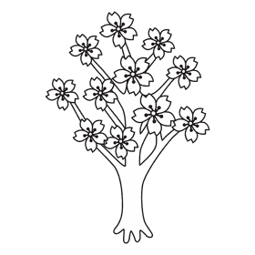 Cherry blossom Beautiful Tree black and white clipart