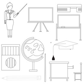 Teacher icons set black and white vector
