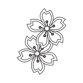 Cherry blossom Flowers black and white clipart