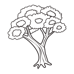Cherry blossom Tree black and white clipart