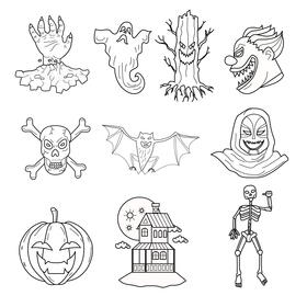 Creepy set black and white vector