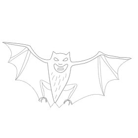 Creepy bat black and white clipart