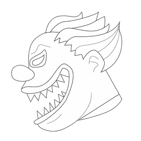 Creepy clown black and white clipart