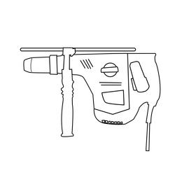 Electric drill drawing black and white clipart