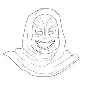 Creepy masked man black and white clipart