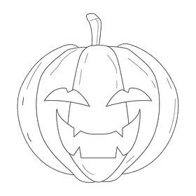 Creepy pumpkin black and white clipart
