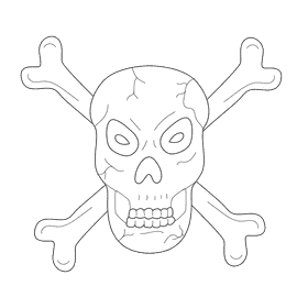 Creepy skull head black and white clipart