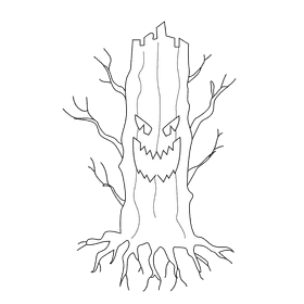 Creepy tree black and white clipart