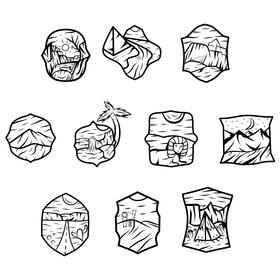 Desert Set black and white vector