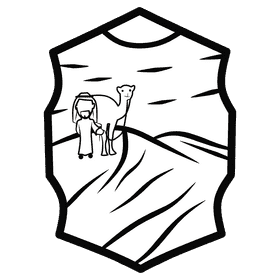 Desert man black and white clipart