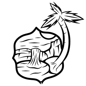 Desert oasis black and white clipart