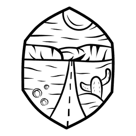 Desert road black and white clipart
