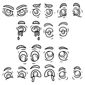 Eye Cartoon  Set black and white vector