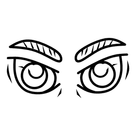 Eyes Cartoon Angry black and white clipart