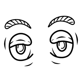 Eyes Cartoon Bored black and white clipart
