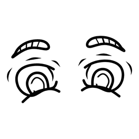 Eyes Cartoon Sad black and white clipart