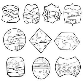 Grassland set black and white vector