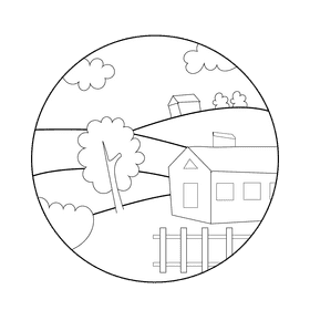 Grassland house black and white clipart