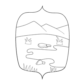Grassland lake black and white clipart