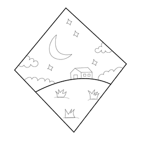 Grassland night black and white clipart