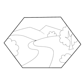 Grassland river black and white clipart