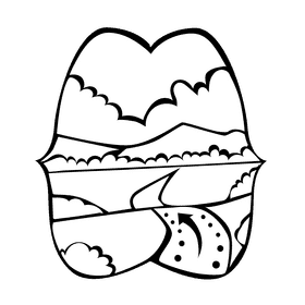 Grassland road black and white clipart