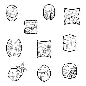 Horizon Set black and white vector