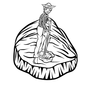 Meadow Farmer black and white clipart