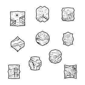Night sky Set black and white vector