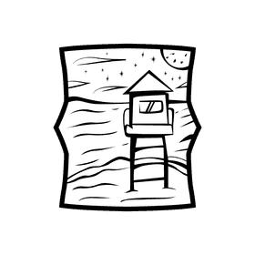 Night sky Beach black and white clipart