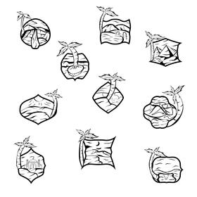 Oasis Set black and white vector