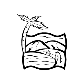 Oasis Cactus black and white clipart