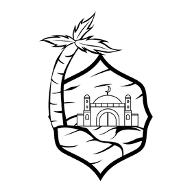 Oasis Mosque black and white clipart